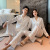 Couple Pajamas Women 2021 Spring and Autumn New Ice Silk Jacquard Suit Men's Long-Sleeved Trousers Simple Homewear Cross-Border