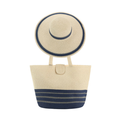 2021 New Matching Straw Bag Fashion Beach Bag Sun Hat Factory Processing European and American Ladies Fashion Straw Bag Hat