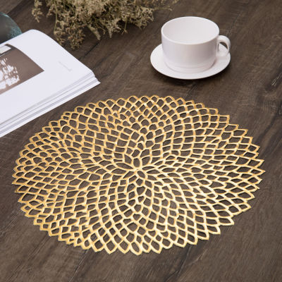 Flower PVC Bronzing Cutout Mat Heat Insulation Non-Slip Placemat Tea Table Cloth Table Mat Decorative Pad Western-Style Placemat