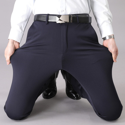 Business Casual Pants Men's Suit Pants Men's Pants Summer Ice Silk Thin Slim Straight Pants Stretch Suit Pants Men's