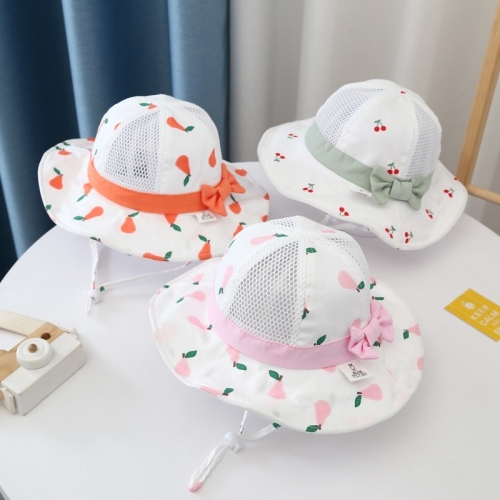 Children‘s Hat Summer Thin Breathable Sunshade Fisherman Hat Male and Female Baby Big Brim Adjustable Sun Protection Hat Mesh Hat 