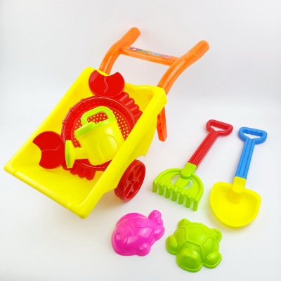 Beach Toy Trolley Children's Large Beach Pushcart Toy Set Beach Bucket Water Playing Sand Shovel 084