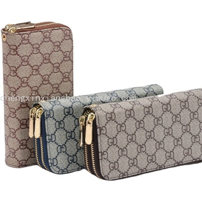 Trendy Women's Bags Double Pull Bag New Ladies' Purse Men's and Women's Same Clutch Long Wallet Cross-Border Hot