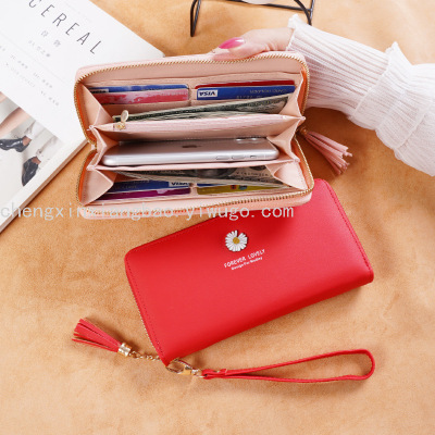 Trendy Women's Bags Wallet Women's Single Pull Bag Little Daisy Clutch New Multifunctional Wallet Mobile Phone Bag