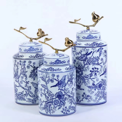 Ornaments, Crafts, Decorations, Vases, Blue and White Porcelain, High Temperature Ceramic Pot,