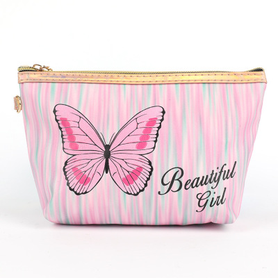 Customized PVC Frosted Indentation Washing and Makeup Bag Women's Cross-Border Ins Large Capacity Bath Bag Portable Butterfly Storage Bag