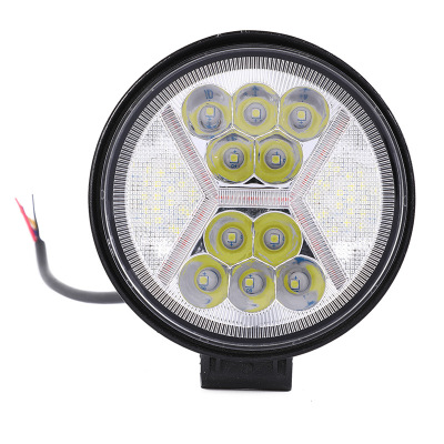 New LED round Work Lights Long-Range Three-Line Two-Color 24led Bright Light H-Type Work Light