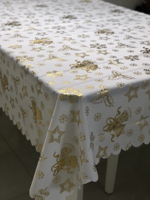 Christmas Polyester Bronzing and Silver Plating Tablecloth Christmas Decoration Domestic European Style Holiday Party Dining Tablecloth