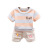 Boys Summer Suit 2021 New Baby Children's Clothing Fashion Baby Girl Summer Stripes Letter Short Sleeve Two-Piece Set