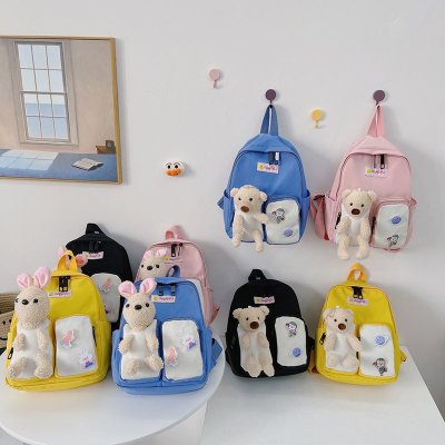 2021 Summer New Children's Bags Plush Doll Accessories Backpack Oxford Cloth Kindergarten Children's Schoolbag