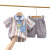 Children's Suit Boy Summer Clothing 2021 New Baby Handsome Smiley Face Tie Shirt Two-Piece Suit Western Style Trendy Net Red