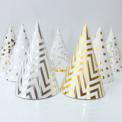 Party Arrangement Paper Hat Baby 100 Days Banquet Year Old Ins Wind Wave Pattern Bronzing Birthday Hat