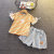 Girls' Summer Suits Western Style 2021 New Striped Flare Sleeve T-shirt Baby Girl Fashionable Jeans Two-Piece Set