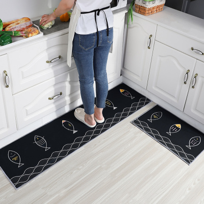 Kitchen Floor Mat Non-Slip and Oilproof Stain-Resistant Long Floor Mat Kitchen Mat Washable Absorbent Oil-Absorbing Kitchen Carpet