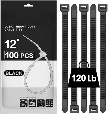 30.48 Heavy-Duty Zipper Tape, 120 Lbs Tensile Strength, Black Cable Tie Heavy-Duty Cable Zipper Ribbon
