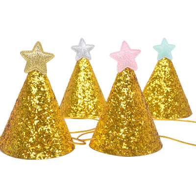 Shiny Gold Birthday Hat Children XINGX Bright Gold Powder Party Children Birthday Hat