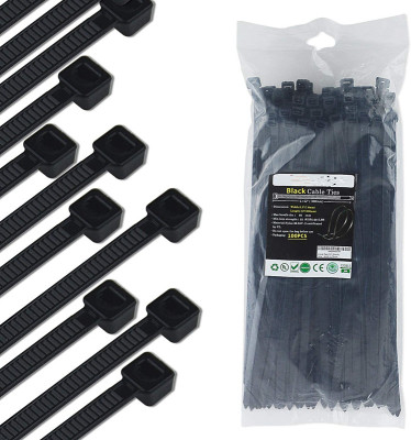 100 Pieces Nylon Cable Ties, 12 Inches about cm Heavy Black Wire Ties, Width: 0.3 Inches