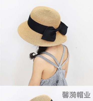 Summer Parent-Child Straw Hat Mother and Daughter Sun Hat Big Brim Sun-Proof Sun Sun Li Same Product Children's Bucket Hat Foldable