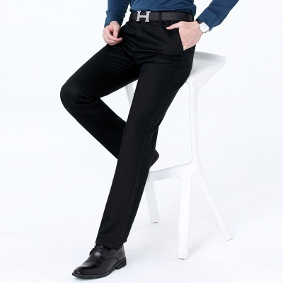 2021 Autumn and Winter Large Size Men's Casual Pants Wide Mid-Waist Professional Business Men's Trousers Non-Ironing Thick Dad Wear