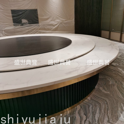 Qinzhou Resort Marble Electric Dining Table Star Hotel Light Luxury Electric Large round Table Solid Wood Dining Table