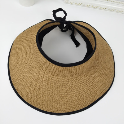 Summer Men's and Women's Gap Topless Hat Personality Fashion Straw Hat Riding Travel Sun Protection Sun Hat Lace-up Hat