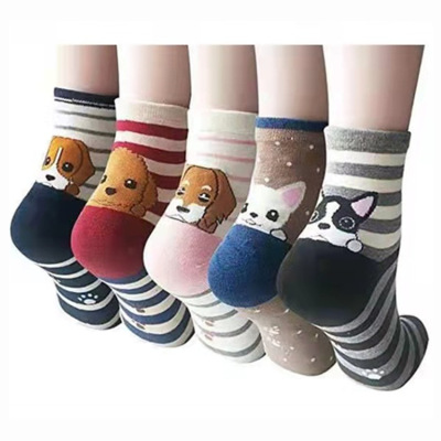 Women's Socks Mid-Calf Dogs and Cats Pattern Women's Socks Cross-Border Cotton Socks Casual 2021 Stripes Stockings Amazon