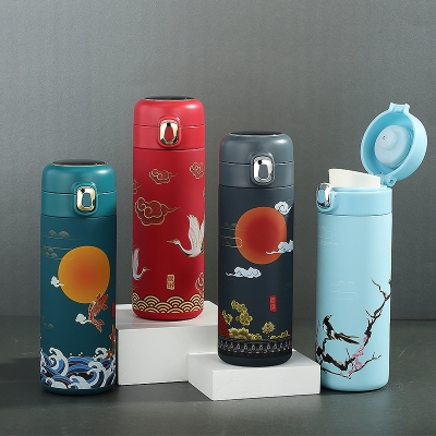 Y56-YCBW-522 420ml Chinese Style 304 Stainless Steel National Fashion Gift Pea Thermos Cup