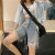 Denim Shorts Women's Summer 2021 New Korean Style Loose Hole High Waist Slimming All-Matching Straight Wide Leg Shorts