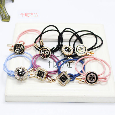 Korean New Crystal Rubber Band Creative Letters Hairtie Hair Ring Stall 1 Yuan 2 Yuan Headdress Supply Wholesale