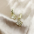 Sterling Silver Needle Earrings Versatile Personality Square Opal Korean Style Simple Ear Clip Non-Fading Earrings Personality
