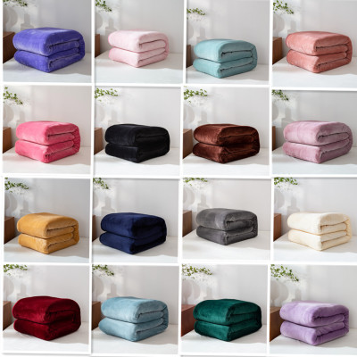 Gold Mink Velvet Blanket Solid Color Simple Nap Double-Sided Casual Blanket Double Warm Blanket Lazy Blanket plus-Sized Bed Sheet