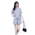 Foreign Trade Sportswear Suit Female 2021 Summer Korean Fashion Wide Pants round Neck Short Sleeve Shorts Casual Running Two-Piece Suit
