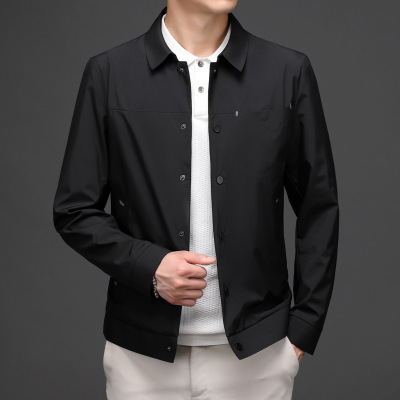 Men's Turn-down Collar Coat Spring and Autumn 2021 New Middle-Aged Fashion Top Clothes Business Casual Short Dad Jacket