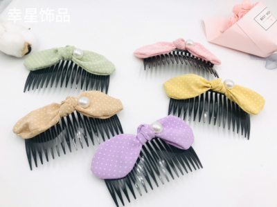 Fabric Comb Fork Hair Comb Comb Bow Pearl Hair Accessories Fork Multi Teeth Broken Hair Comb Bangs Comb