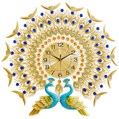 Peacock Double Flying Double-Headed Clock Iron Processing Factory Direct Sales Wholesale Amazon European and American Southeast Asia Hot Cross-Border
