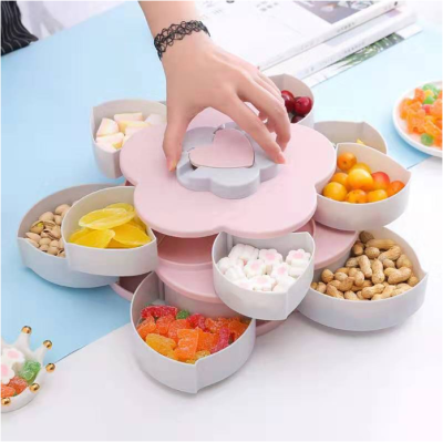 Household Creative Rotational Candy Box Covered Compartment Living Room Dried Fruit Plate Nordic Single Double-Layer Melon Seeds Snack Storage Box