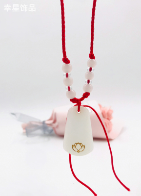 Imitation Jade Jade Red Rope Gold Inlaid with Jade Necklace Clavicle Chain Necklace Pendant Jade Red Line Necklace Ornament