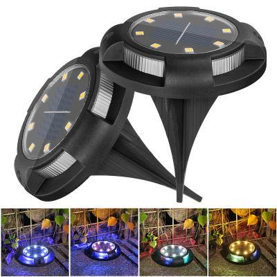 Cross-Border Outdoor Solar Underground Light Garden Courtyard Lawn Lamp Colorful 8led4led Ground Lamp Small Night Lamp