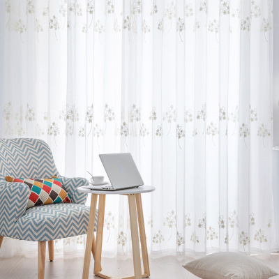 Modern Minimalist Embroidered Window Screen Fabric Bedroom Living Room Polyester Embroidered Window Screen