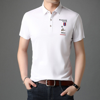 Wholesale Men's Lapel Short-Sleeved T-shirt Men's Fashion Embroidery Half-Length Sleeve T Men's Summer Clothing Thin Top Leading Polo Shirt