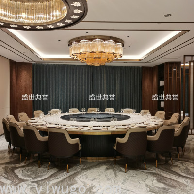 Jinchang International Hotel Solid Wood Furniture Hotel Marble Electric Round Table Restaurant Luxury Box Electric Table