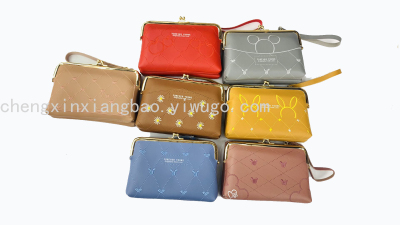 Wallet Women's Wallet Mobile Phone Bag Women's Bag Trendy Women's Bags Cross-Border Hot Sale Clip Buckle Bag