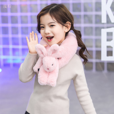 New Korean Style Super Cute Three-Dimensional Imitation Rabbit Rex Rabbit Fur Winter Neck Warmer Warm Rabbit Fur Children's Scarf Boys and Girls