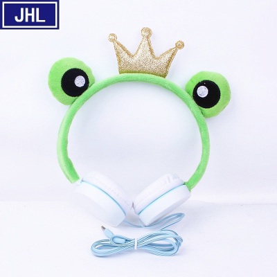 JHL Series Cartoon Head-Mounted Large Earphone Frog Shape Wire Control MP3 Earplug Subwoofer Children's Headphones.