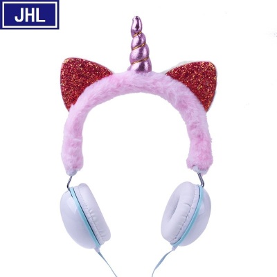 Cartoon Unicorn Plush Headset Headset Wire-Controlled Cute Shape Children's Earplugs Foreign Trade Hot Sale.