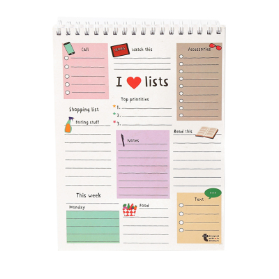 Hot selling list stationery items customized size cover spir