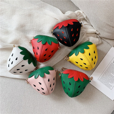 Factory Wholesale Children's Satchel 2019 New Cartoon Cute Strawberry Shoulder Bag Baby Girl Mini Coin Purse