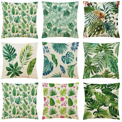 New Amazon Cross-Border Tropical Plant Series Home Cotton and Linen Cushion Case Car Cushion Sofa Cushion