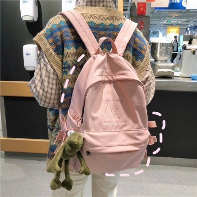 Wholesale Ins Schoolbag Women's Korean-Style High School and College Student Backpack Simple Mori Style Vintage Style Girl Nylon Backpack