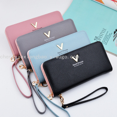 Women's Bag Women's Wallet Single Pull Bag Card Bag Pu Wallets for Women Clutch Litchi Pattern Mobile Phone Bag